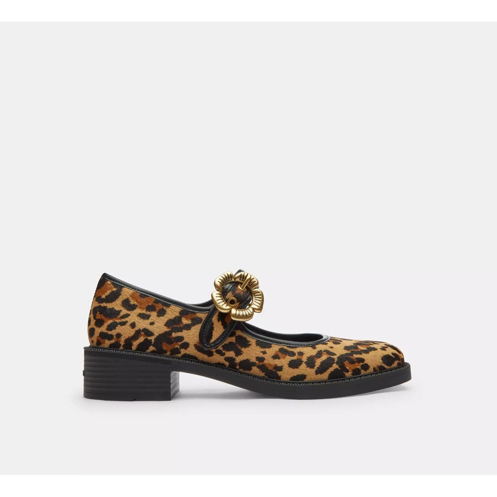 Coach Women's Tea Rose Mary Jane With Leopard Print Shoes Size 8.5 NEW - Picture 2 of 5